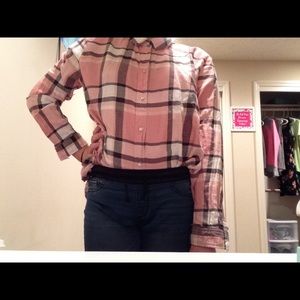 Plaid button down top